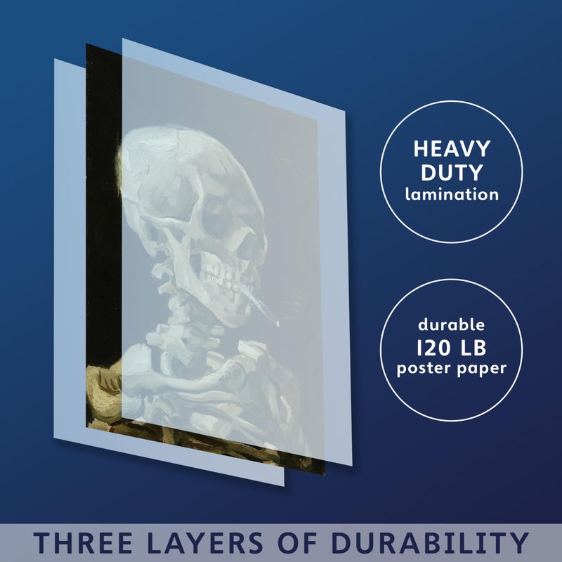 Palace Learning Vincent Van Gogh (Skull with Cigarette, 1885) Art Poster Print - 18" x 24" LAMINATED - Van Gogh Skeleton - Image 3